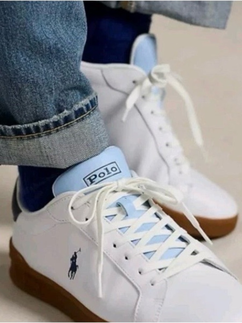 Tommy Hilfiger White Leather Sneakers with Light Blue Accents 12